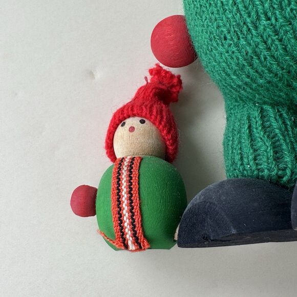 Tomte Vintage Sweden 6” Christmas Figure Wooden Decor Art Grandpa w Tree, Child - Picture 7 of 12